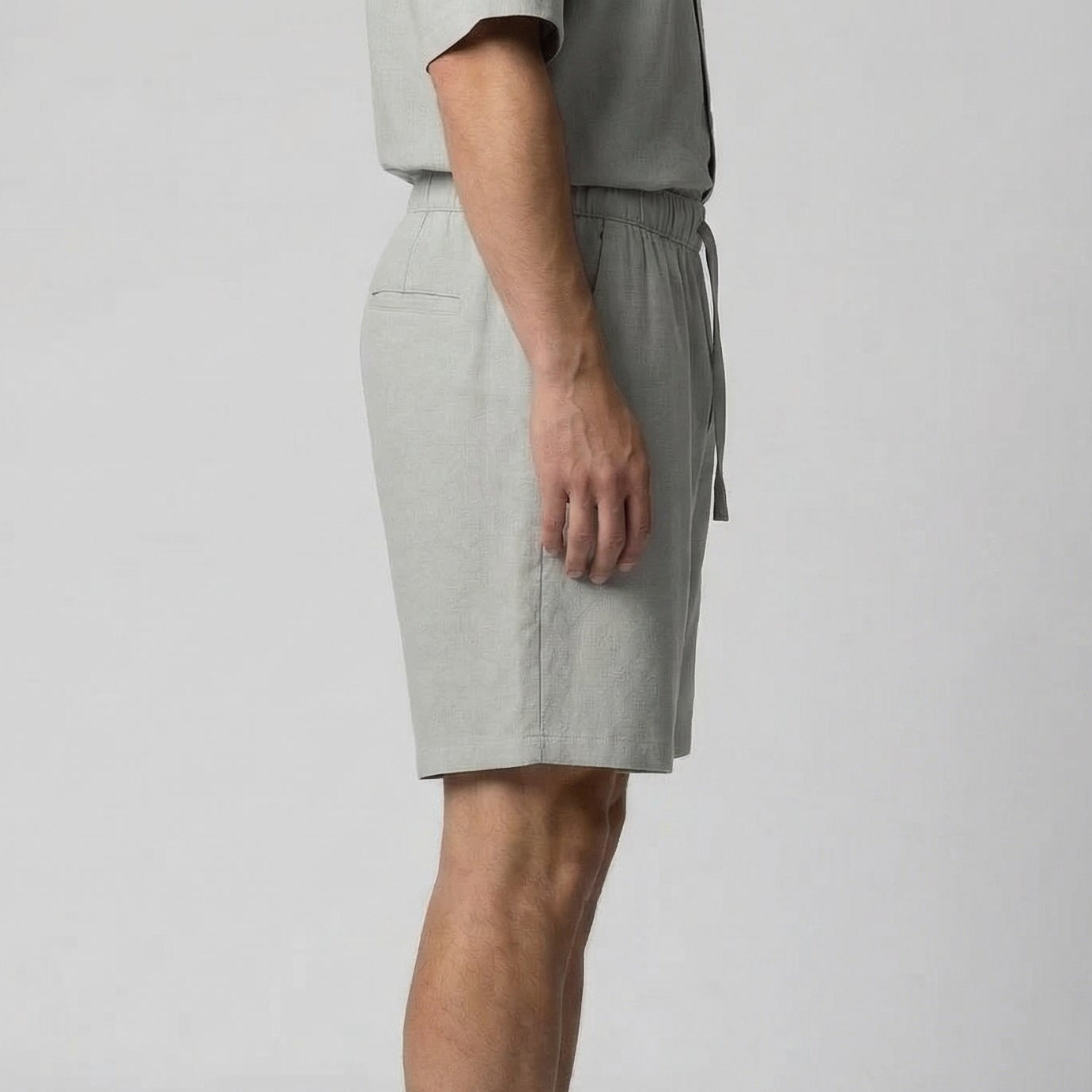 Leinenshorts Herren mit Streifen-Print und elastischem Kordelzugbund – Bernardo