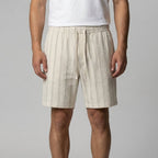 Leinenshorts Herren mit Streifen-Print und elastischem Kordelzugbund – Bernardo
