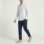 Leinenhemd Herren mit klassischem Hemdkragen und Brusttasche – Cornelio