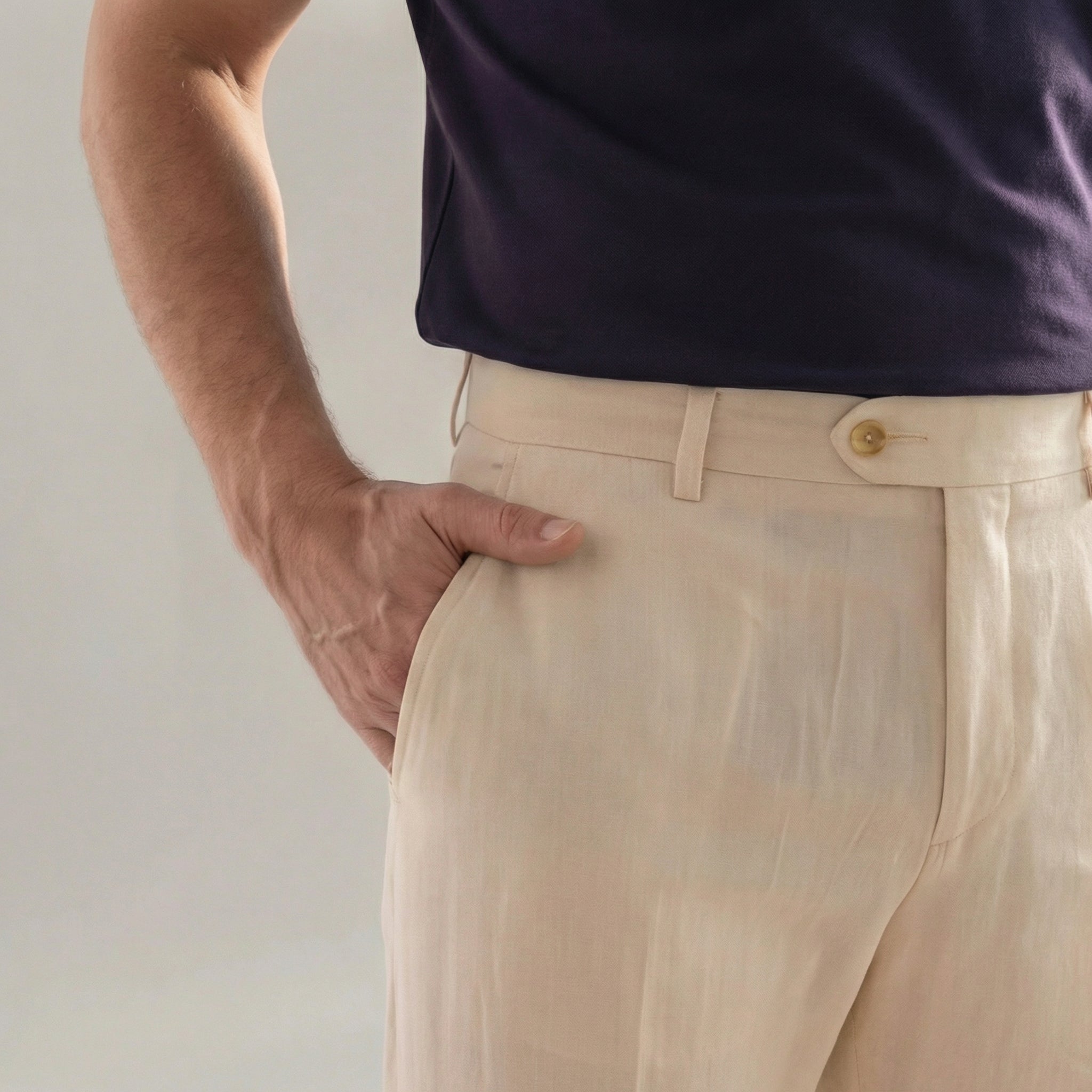 Leinenhose Herren mit geradem Schnitt und Knopfverschluss – Giacomo