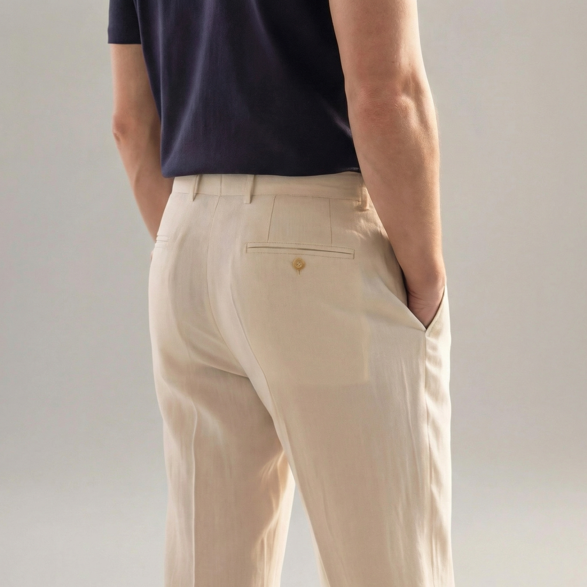 Leinenhose Herren mit geradem Schnitt und Knopfverschluss – Giacomo