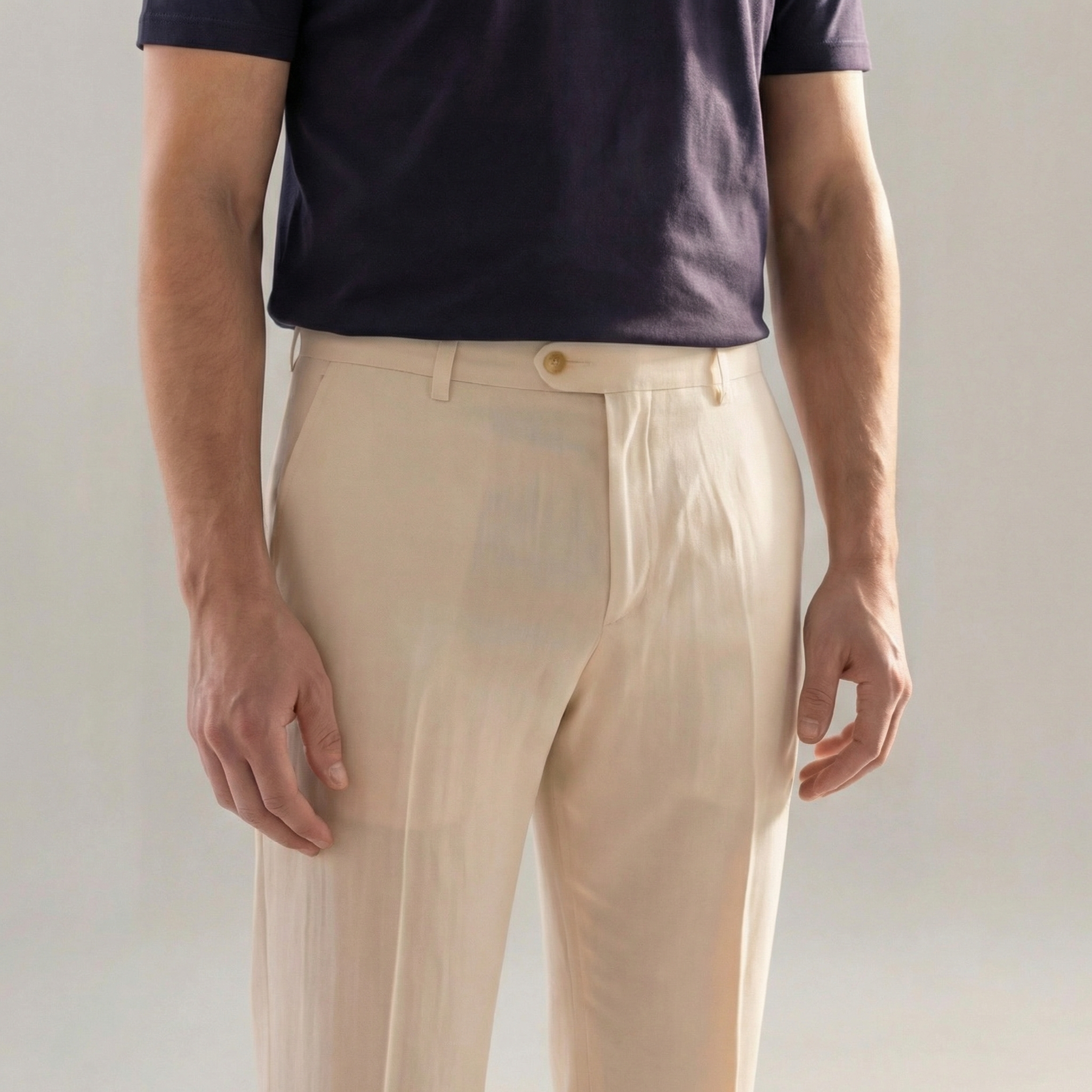 Leinenhose Herren mit geradem Schnitt und Knopfverschluss – Giacomo