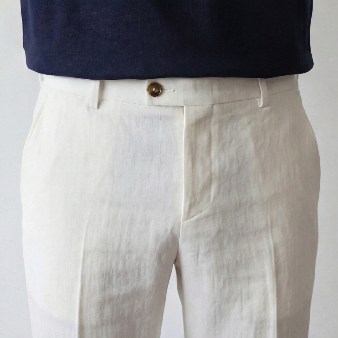 Leinenhose Herren mit geradem Schnitt und Knopfverschluss – Giacomo