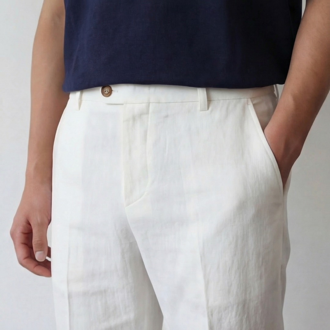 Leinenhose Herren mit geradem Schnitt und Knopfverschluss – Giacomo
