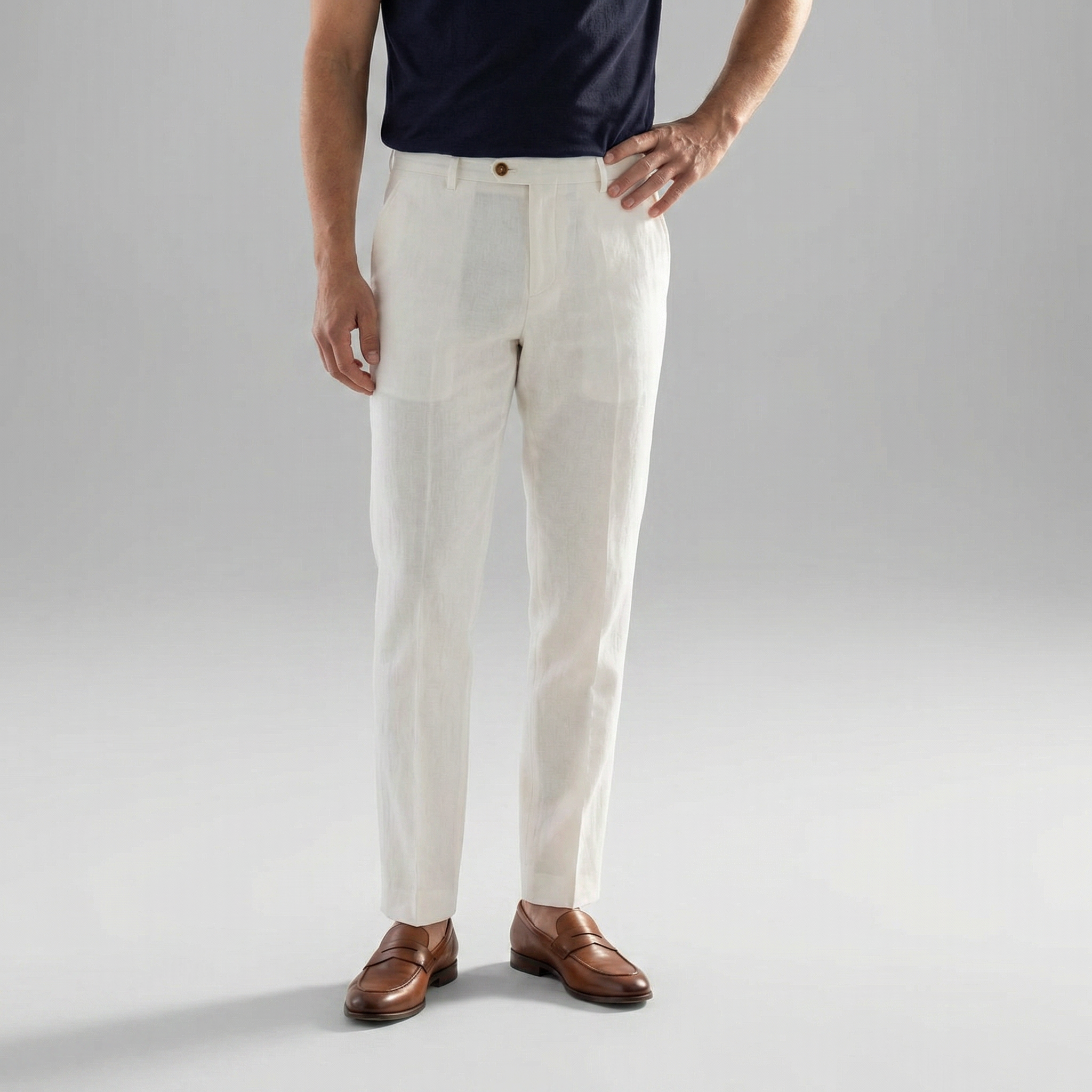 Leinenhose Herren mit geradem Schnitt und Knopfverschluss – Giacomo
