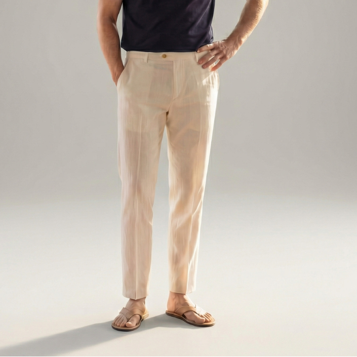Leinenhose Herren mit geradem Schnitt und Knopfverschluss – Giacomo