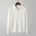 Strickpullover Herren mit Ripp-Strick und offenem Polokragen – Aurelio