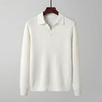 Strickpullover Herren mit Ripp-Strick und offenem Polokragen – Aurelio