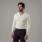 Strickpullover Herren mit Ripp-Strick und offenem Polokragen – Aurelio