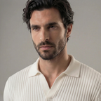 Strickpullover Herren mit Ripp-Strick und offenem Polokragen – Aurelio
