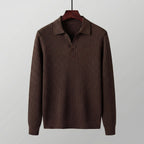 Strickpullover Herren mit Ripp-Strick und offenem Polokragen – Aurelio