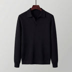 Strickpullover Herren mit Ripp-Strick und offenem Polokragen – Aurelio