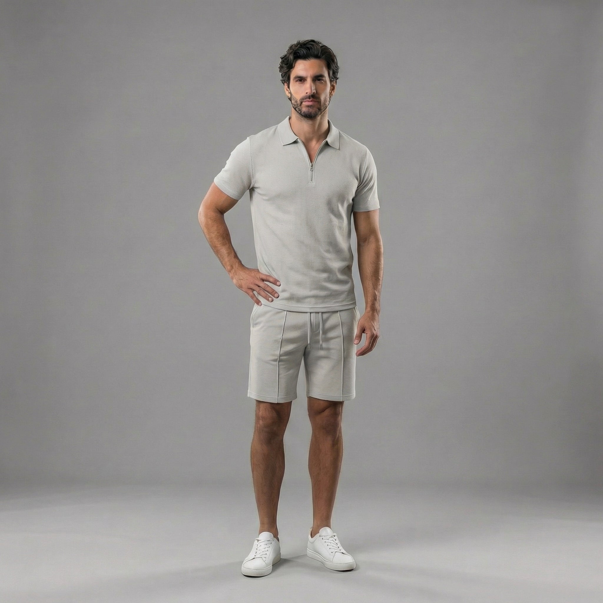 Zweiteiler Herren mit Polo-Shirt und Shorts in Piqué – Celestino