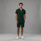 Zweiteiler Herren mit Polo-Shirt und Shorts in Piqué – Celestino
