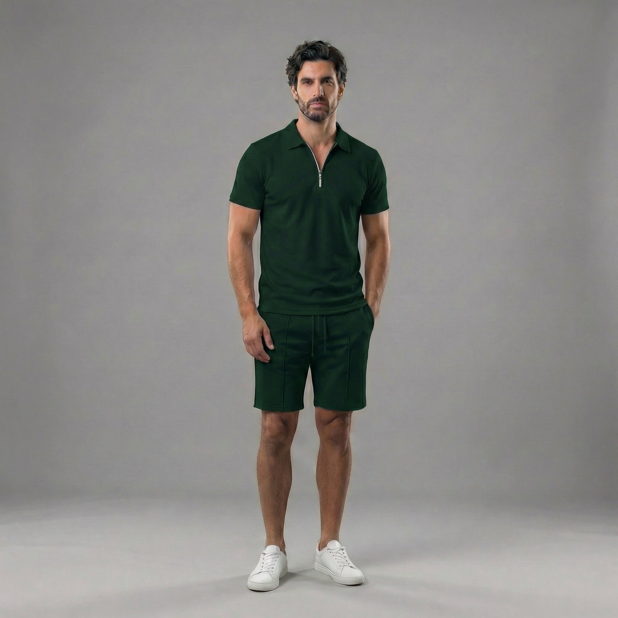 Zweiteiler Herren mit Polo-Shirt und Shorts in Piqué – Celestino