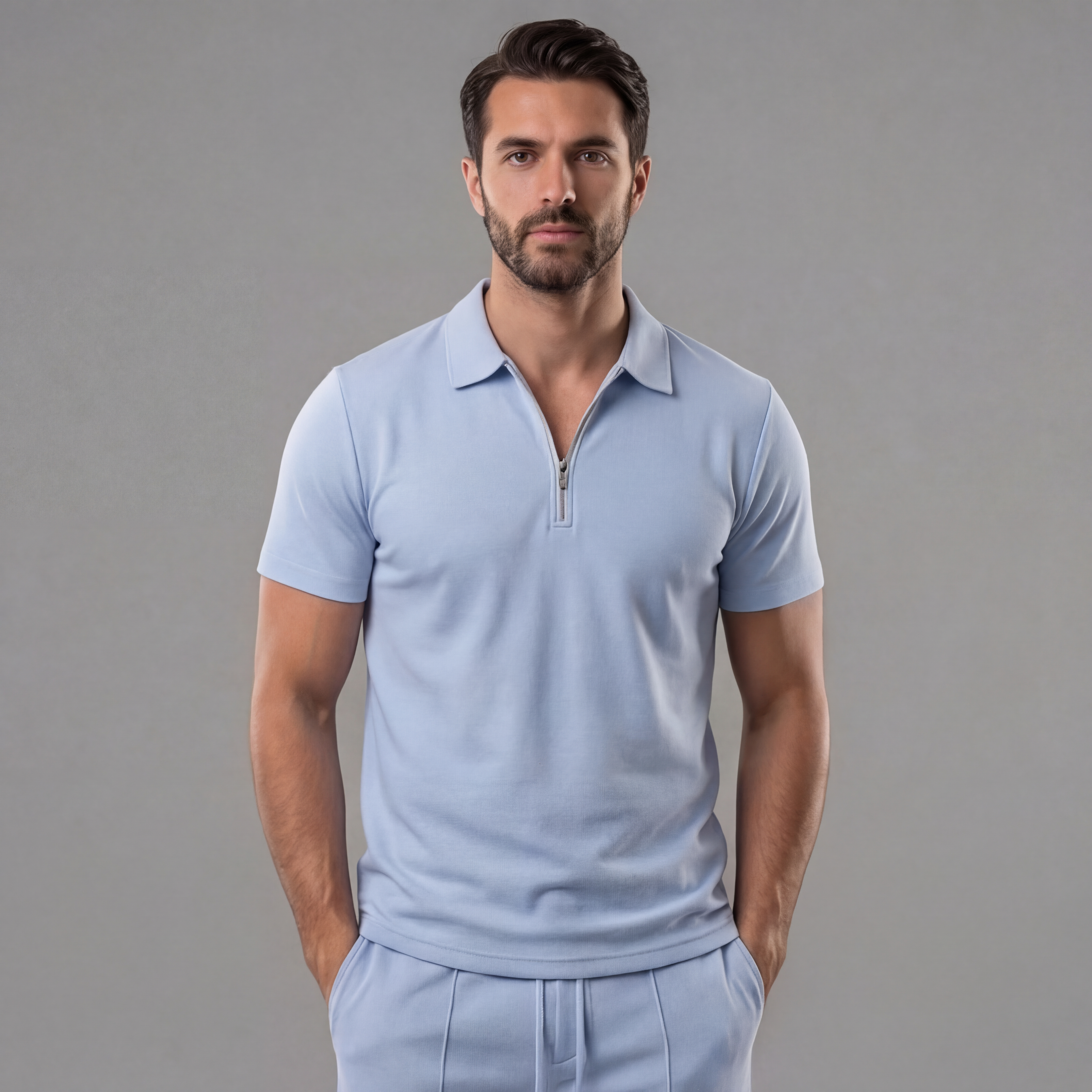 Zweiteiler Herren mit Polo-Shirt und Shorts in Piqué – Celestino