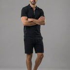 Zweiteiler Herren mit Polo-Shirt und Shorts in Piqué – Celestino