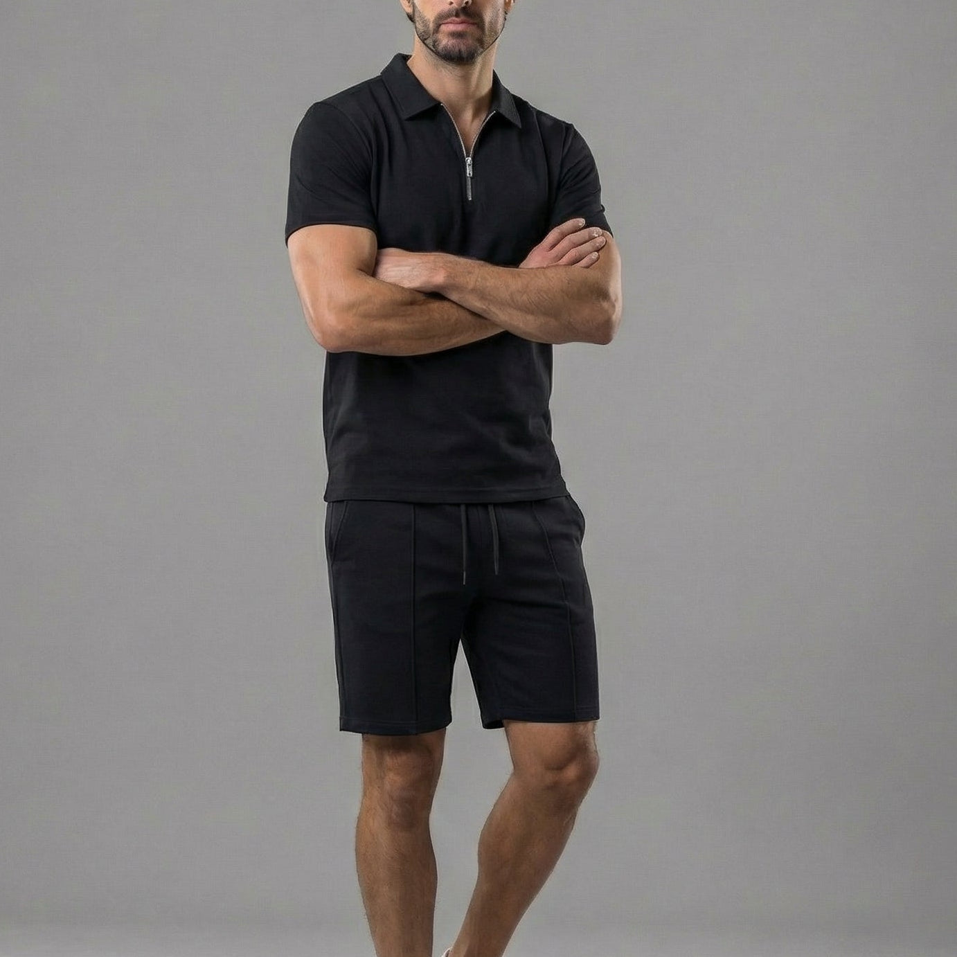 Zweiteiler Herren mit Polo-Shirt und Shorts in Piqué – Celestino