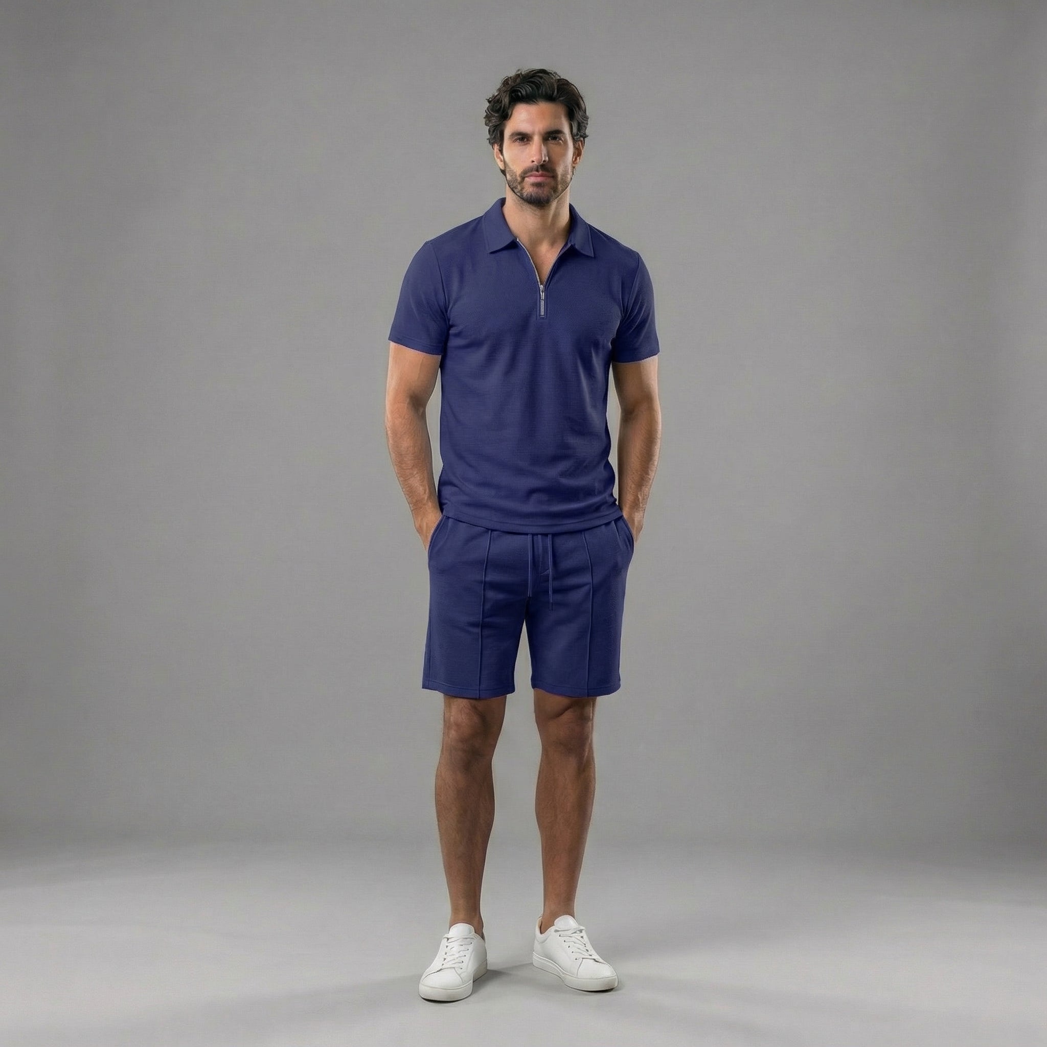 Zweiteiler Herren mit Polo-Shirt und Shorts in Piqué – Celestino