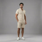 Zweiteiler Herren mit Polo-Shirt und Shorts in Piqué – Celestino