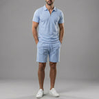 Zweiteiler Herren mit Polo-Shirt und Shorts in Piqué – Celestino