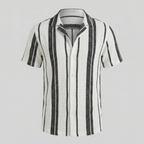 Kurzarmhemd Herren mit Streifen-Print und Cuban-Collar – Valentino