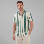 Kurzarmhemd Herren mit Streifen-Print und Cuban-Collar – Valentino