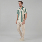 Kurzarmhemd Herren mit Streifen-Print und Cuban-Collar – Valentino