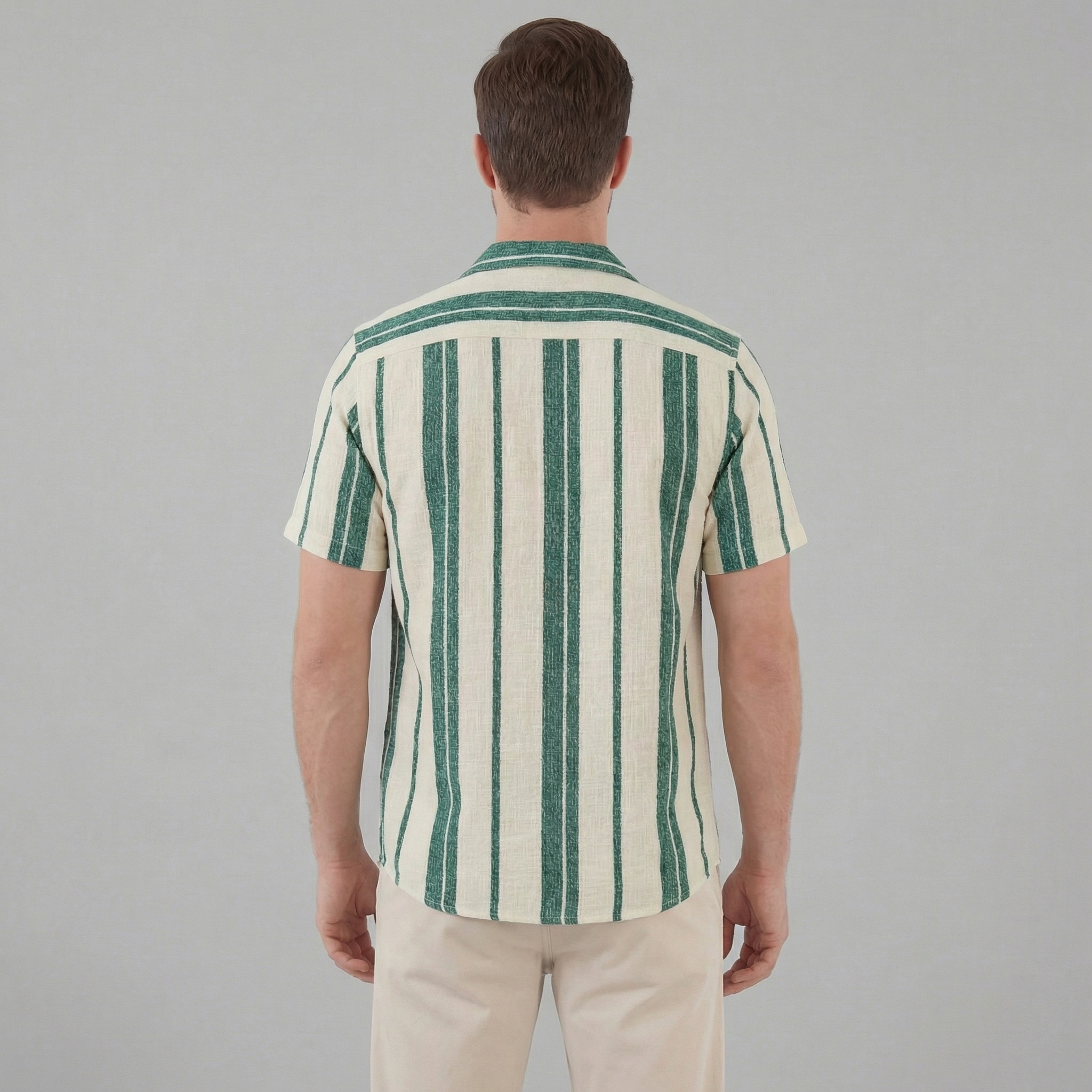 Kurzarmhemd Herren mit Streifen-Print und Cuban-Collar – Valentino