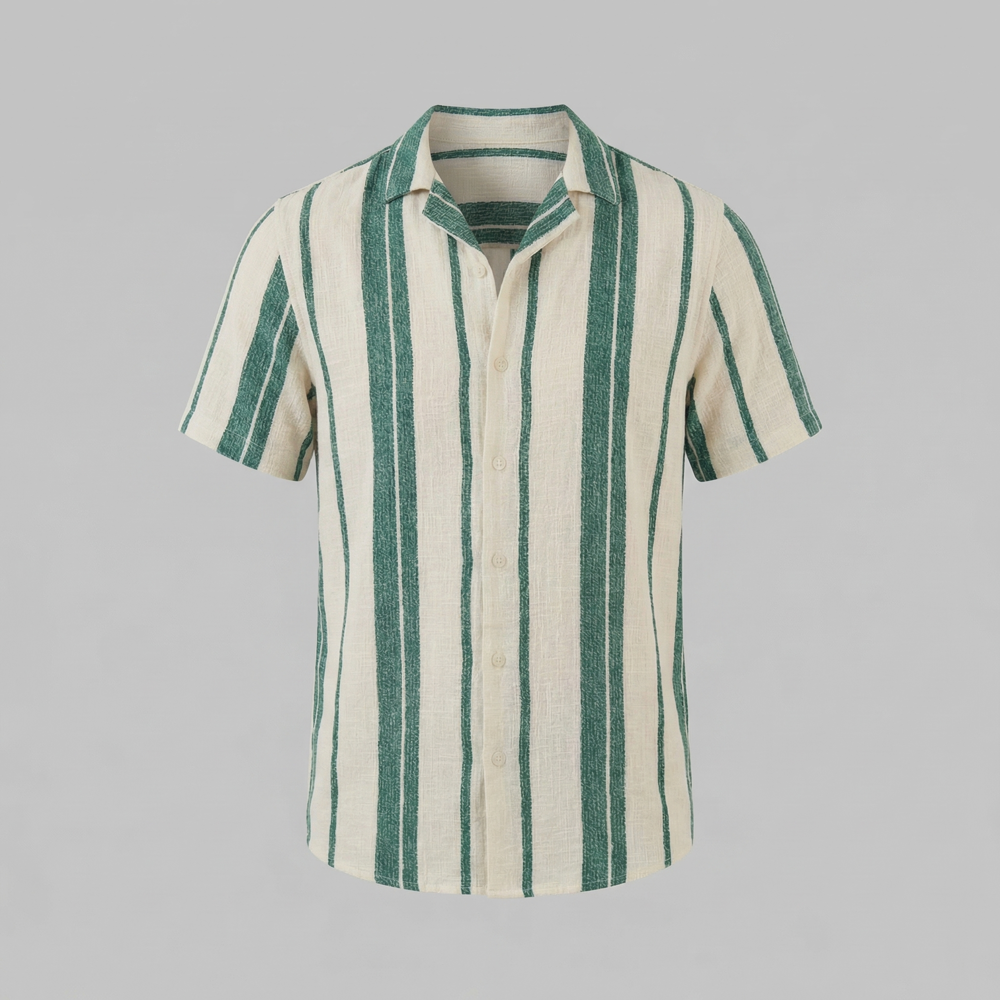 Kurzarmhemd Herren mit Streifen-Print und Cuban-Collar – Valentino