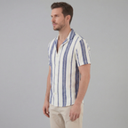 Kurzarmhemd Herren mit Streifen-Print und Cuban-Collar – Valentino