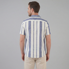 Kurzarmhemd Herren mit Streifen-Print und Cuban-Collar – Valentino