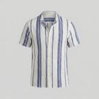 Kurzarmhemd Herren mit Streifen-Print und Cuban-Collar – Valentino