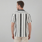 Kurzarmhemd Herren mit Streifen-Print und Cuban-Collar – Valentino
