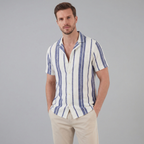 Kurzarmhemd Herren mit Streifen-Print und Cuban-Collar – Valentino