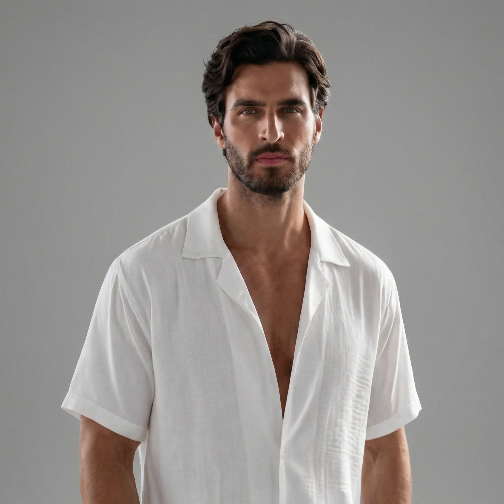 Zweiteiler Herren mit Kurzarmhemd und Shorts aus Leinenmix – Ermanno