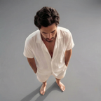 Zweiteiler Herren mit Kurzarmhemd und Shorts aus Leinenmix – Ermanno