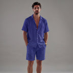Zweiteiler Herren mit Kurzarmhemd und Shorts aus Leinenmix – Ermanno