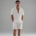 Zweiteiler Herren mit Kurzarmhemd und Shorts aus Leinenmix – Ermanno
