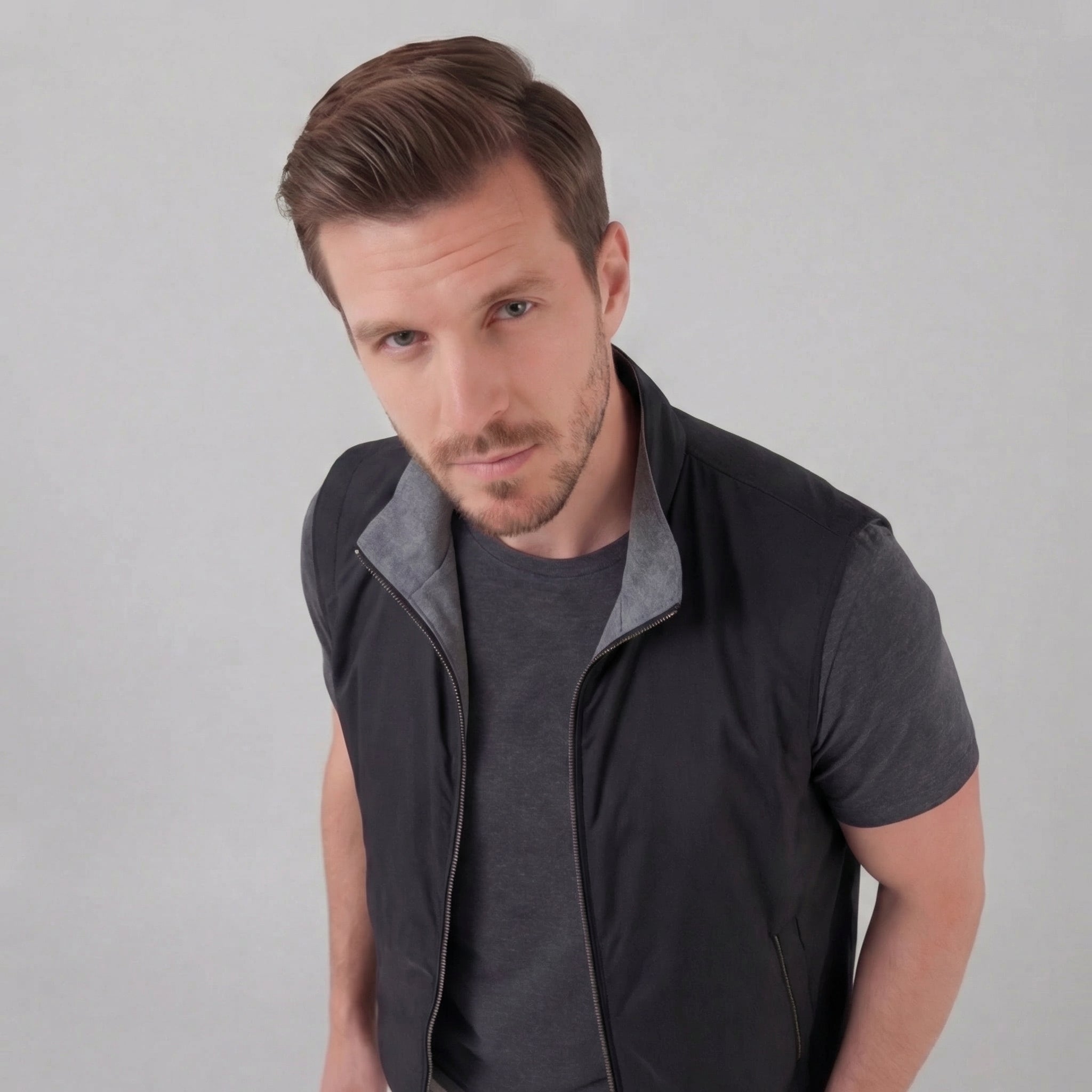 Softshell-Weste Herren mit Stehkragen und Kontrastfutter – Gregorio