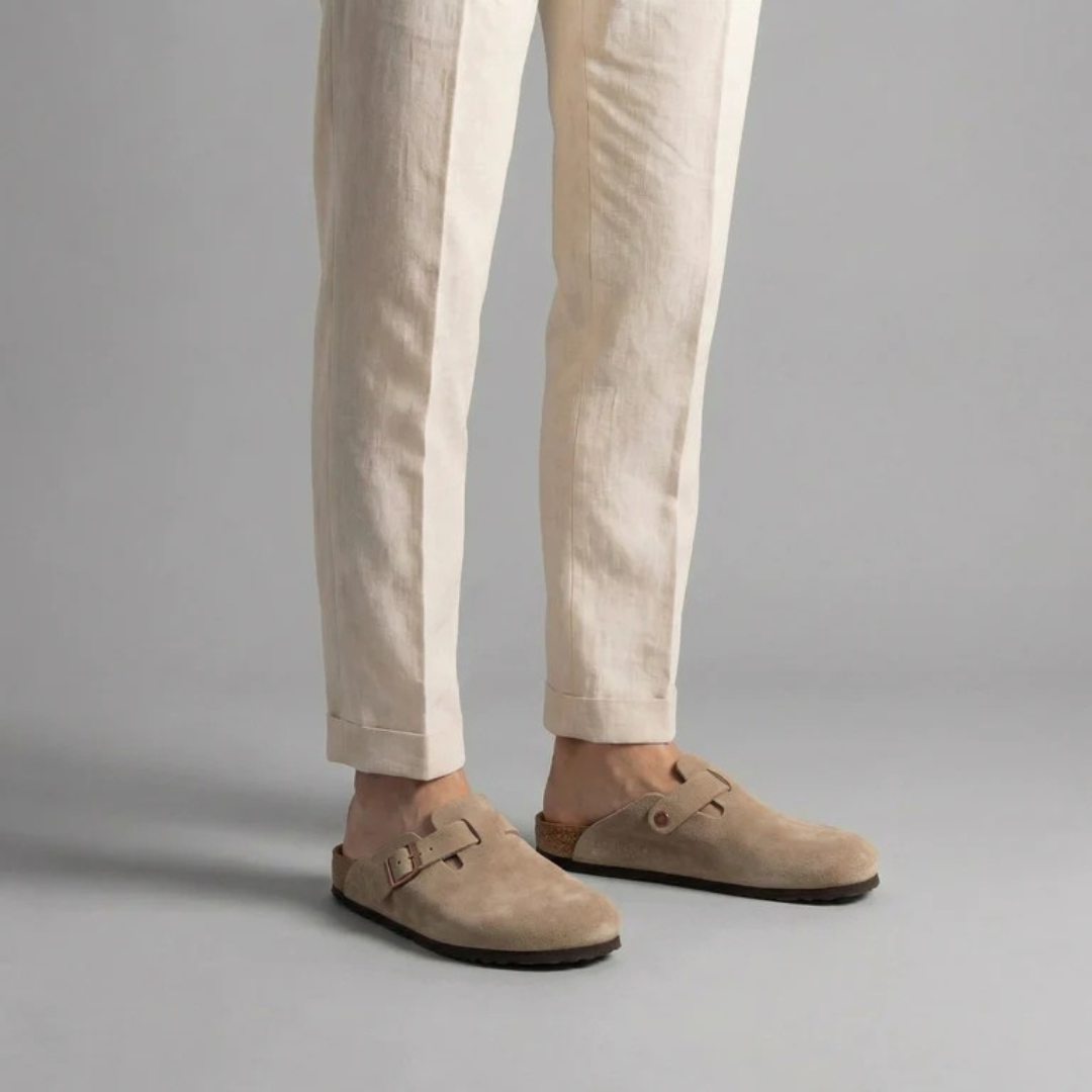 Clogs Herren mit Wildlederoptik und verstellbarer Schnalle – Benedetto