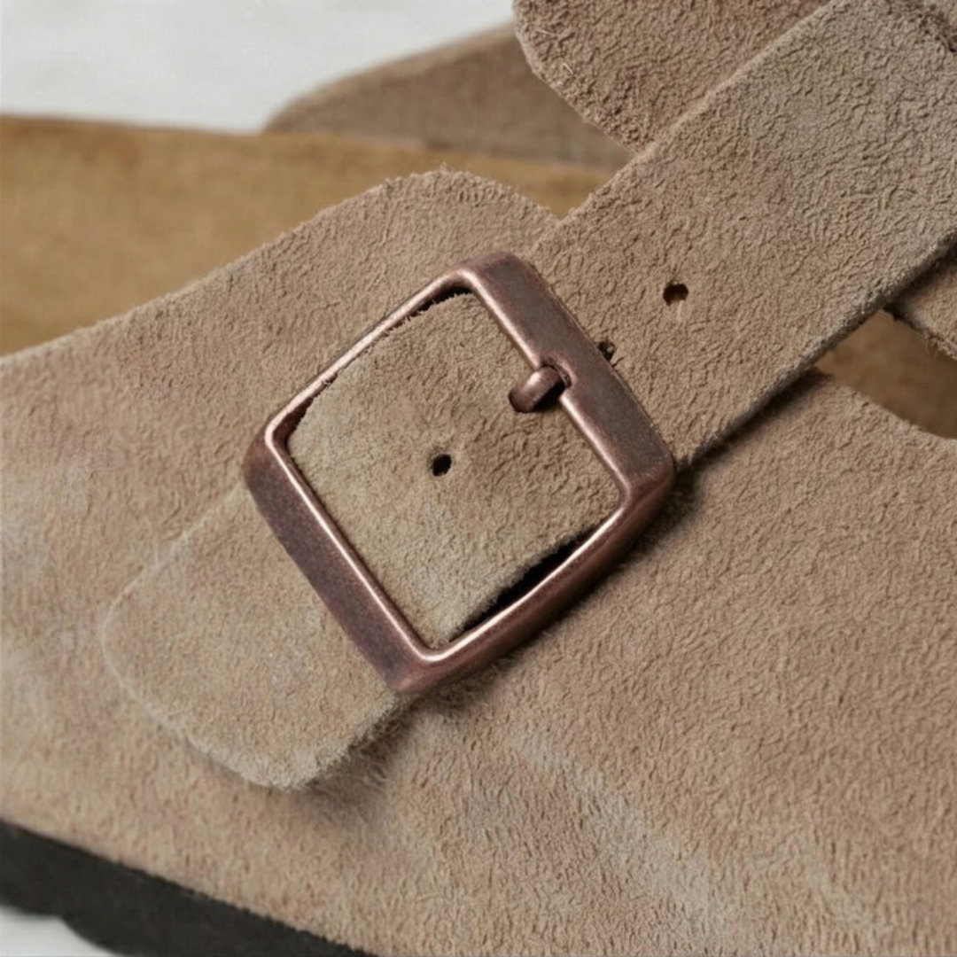 Clogs Herren mit Wildlederoptik und verstellbarer Schnalle – Benedetto