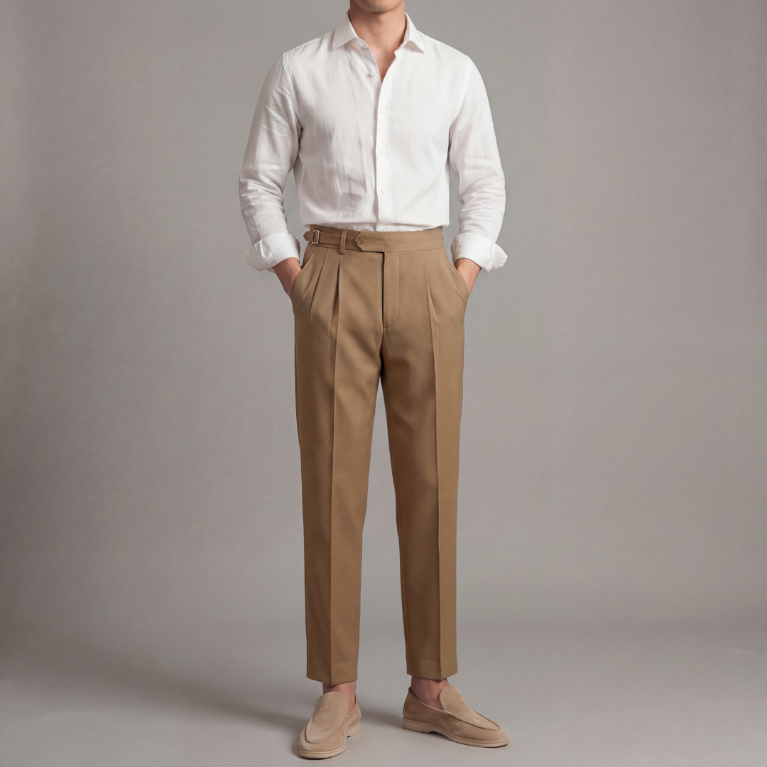 Anzughose Herren mit Tailored Fit und klassischen Bundfalten – Edoardo