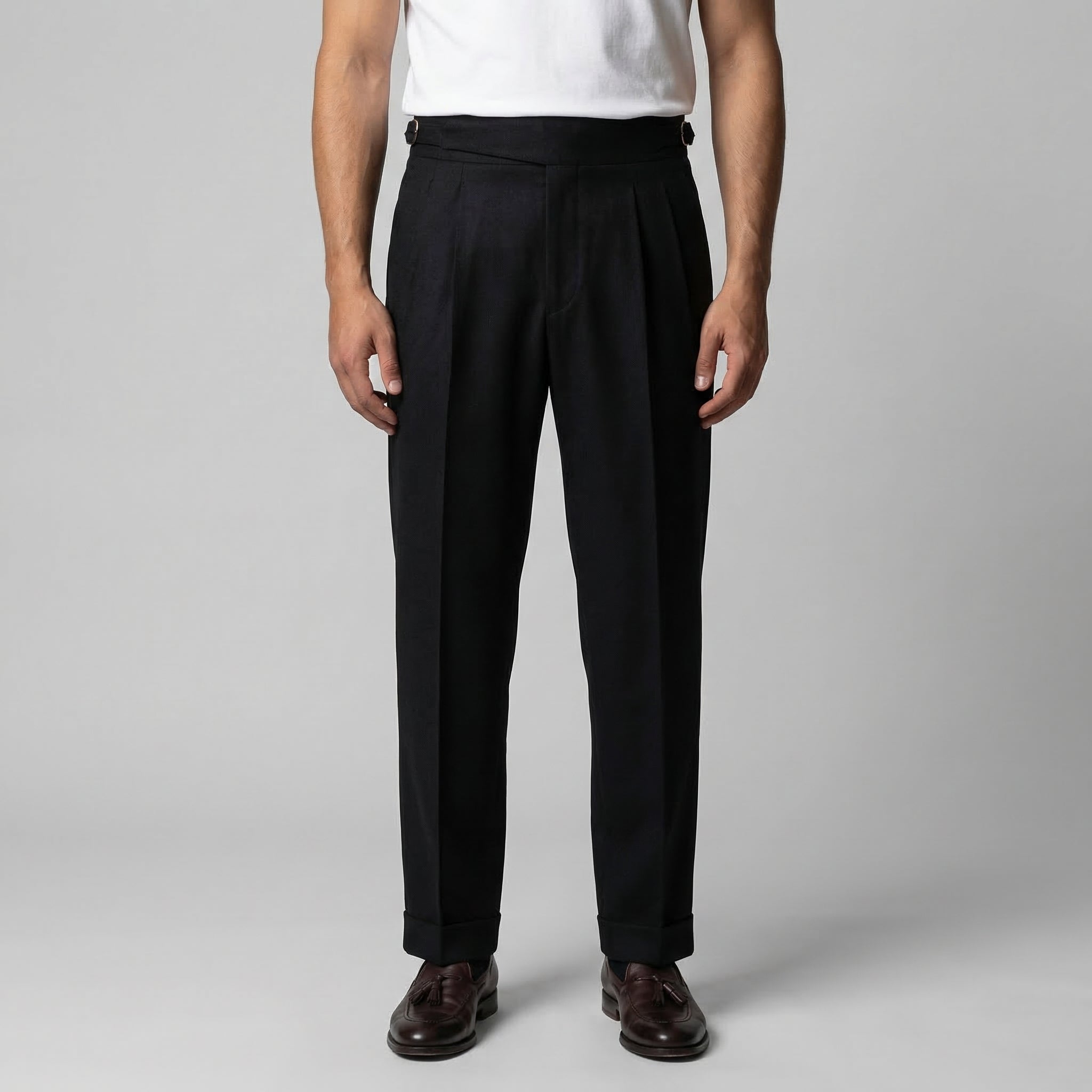 Anzughose Herren mit Tailored Fit und klassischen Bundfalten in Wollmix – Salvatore
