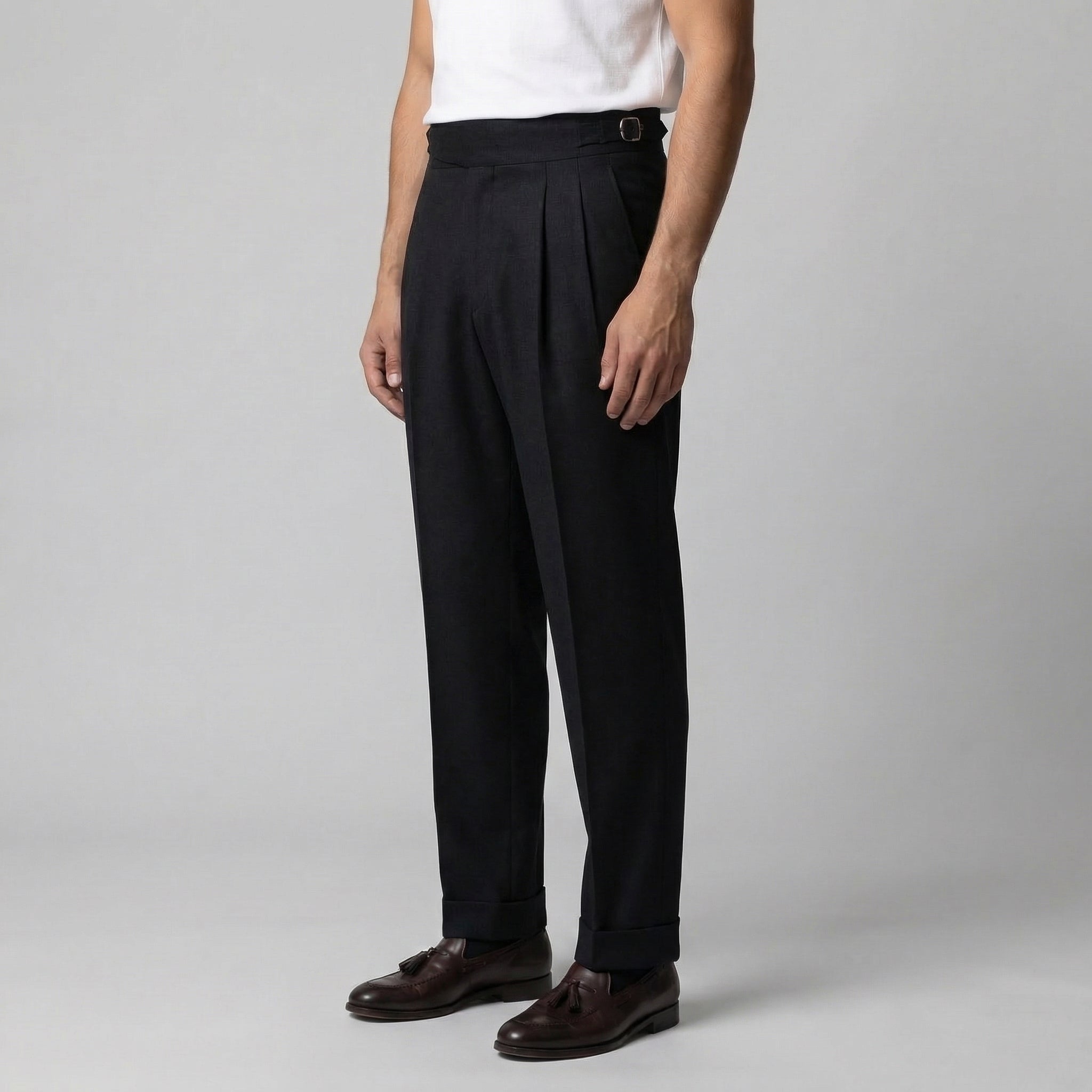 Anzughose Herren mit Tailored Fit und klassischen Bundfalten in Wollmix – Salvatore
