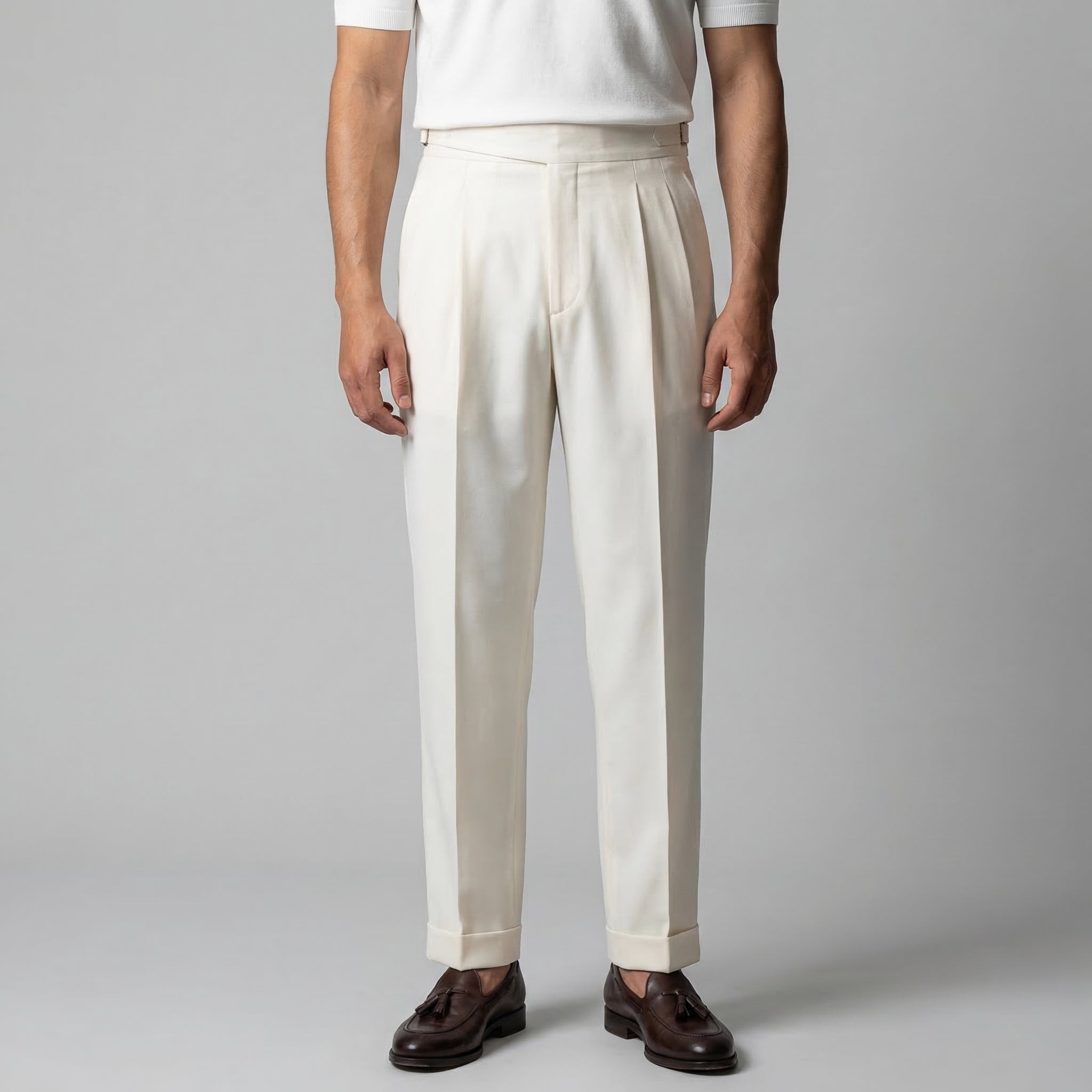 Anzughose Herren mit Tailored Fit und klassischen Bundfalten in Wollmix – Salvatore