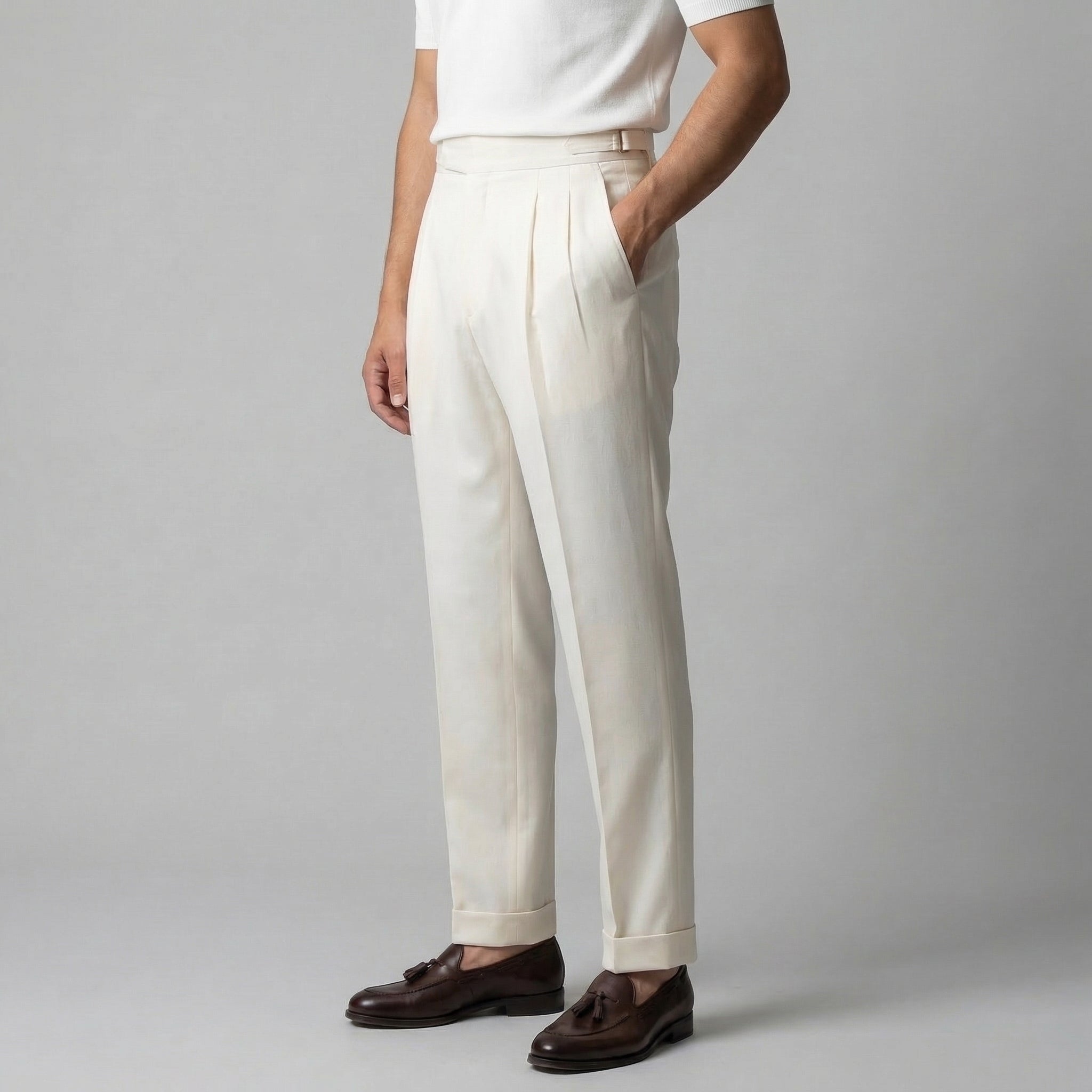 Anzughose Herren mit Tailored Fit und klassischen Bundfalten in Wollmix – Salvatore