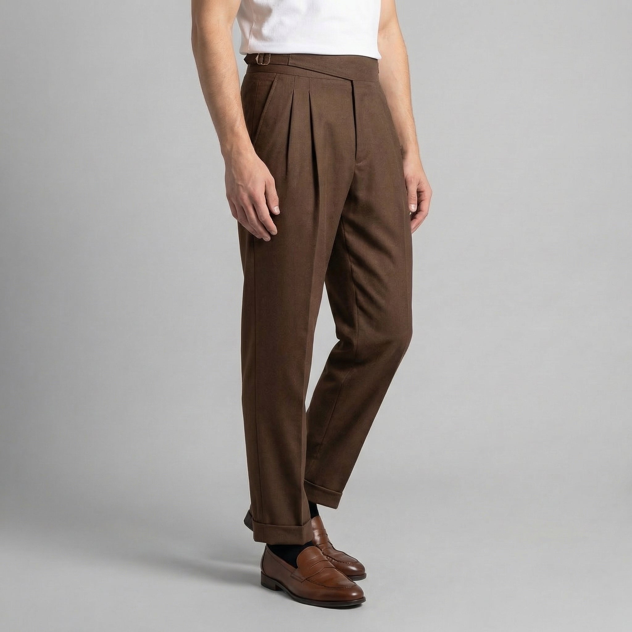 Anzughose Herren mit Tailored Fit und klassischen Bundfalten in Wollmix – Salvatore