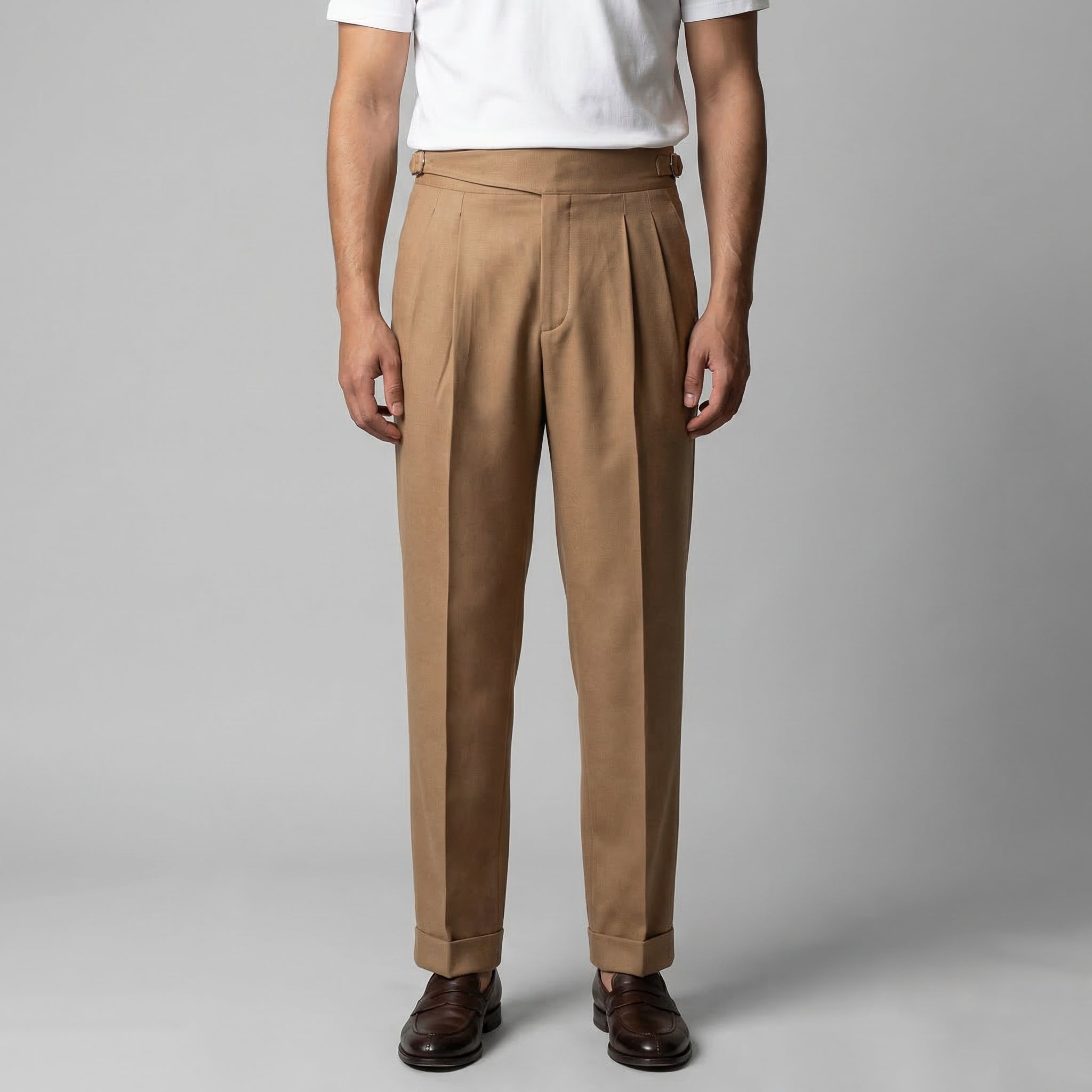 Anzughose Herren mit Tailored Fit und klassischen Bundfalten in Wollmix – Salvatore