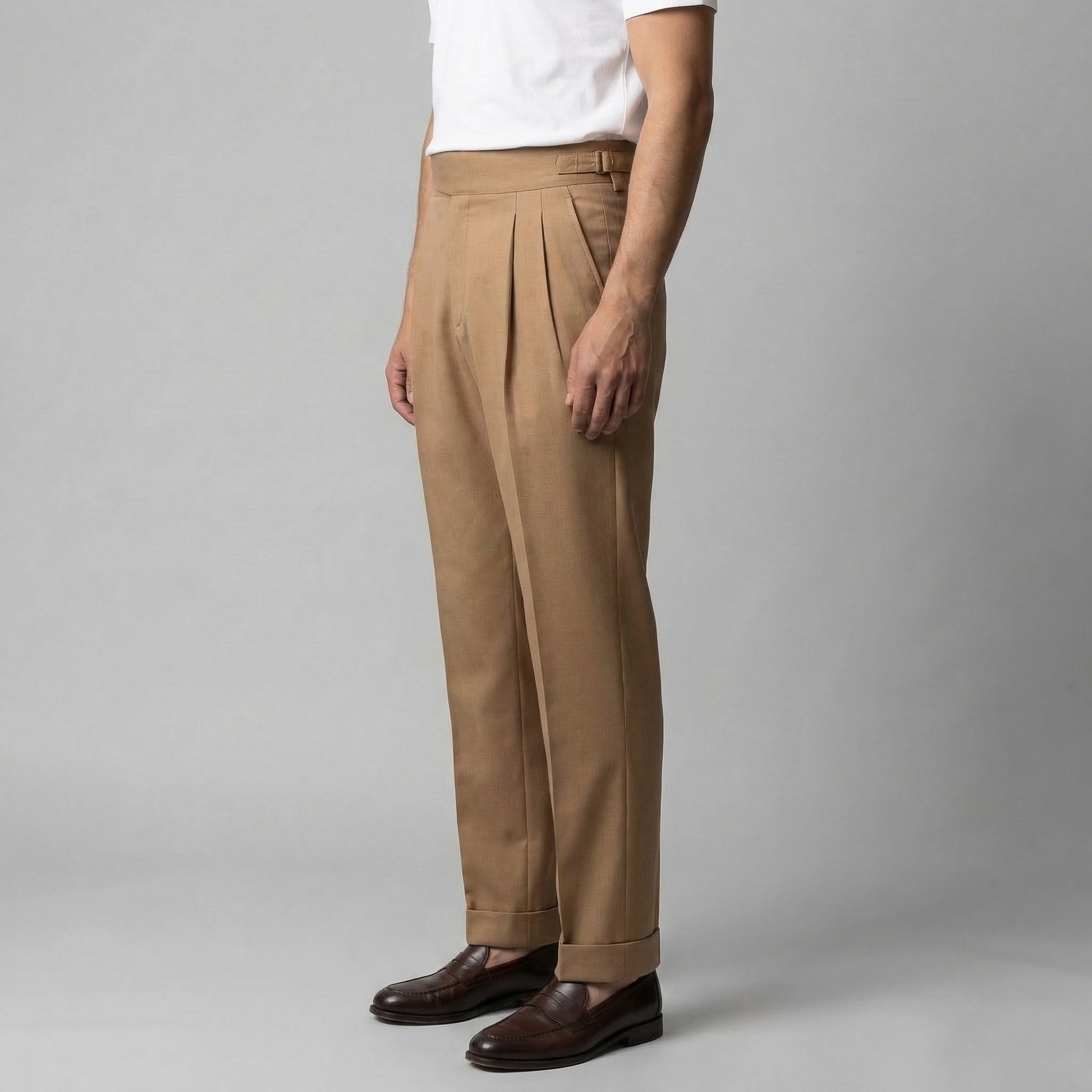 Anzughose Herren mit Tailored Fit und klassischen Bundfalten in Wollmix – Salvatore